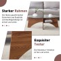 okwish Beistelltisch mit Sicherheitsglas Fächerförmiges Gestell Esszimmer Büro 105x60x35cm Braun_7