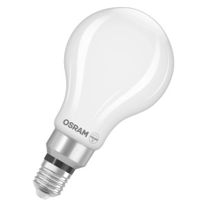 Osram LED-Leuchtmittel E27 in klassischer Glühlampenform, weiß, dimmbar. Neutralweißes Licht für Bad, Werkstatt.