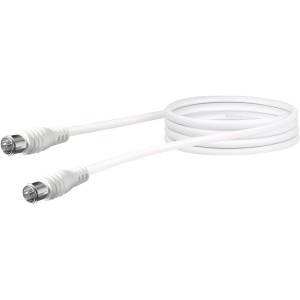 Weißes Schwaiger SAT Anschlusskabel, 1,5 m, mit Quick-Stecksystem für Audio & Video.