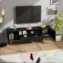 okwish TV Schrank mit Gold Füßen und Gold Rand für Wohnzimmer 165x36x55cm Schwarz_3