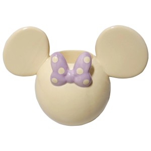Cremefarbener Disney Minnie Mouse 3D Keramik Blumentopf, 5 cm, für kleine Pflanzen.