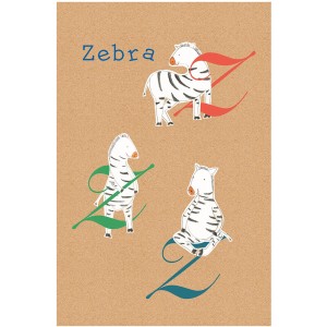 Komar Wandbild ABC Animal Z, 30x40 cm, mit Zebra-Motiv für Kinderzimmer.