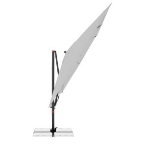 Hellgrauer Doppler Ampelschirm MyZone 280x280 cm mit Kurbel und Aluminiumgestell.