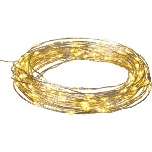 LED-Lichterkette Silberdraht 160 LEDs Warmweiß 805 cm Outdoor Batteriebetrieb