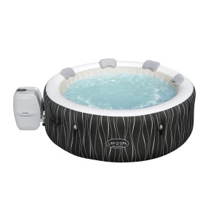 Bestway Lay-Z-Spa Hollywood AirJet, runder aufblasbarer Whirlpool mit LED-Beleuchtung und Nackenkissen.