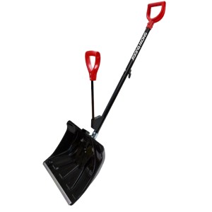 Krinner Snow Buddy Schneeschaufel, schwarz-rot, mit ergonomischem Haupt- und Federgriff. Robuste Schaufel für Schnee und Eis.