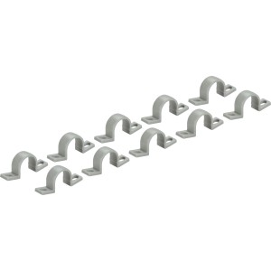 10 hellgraue Montageschellen EN20 aus PVC für Leerrohre, Aufputz-Montage.