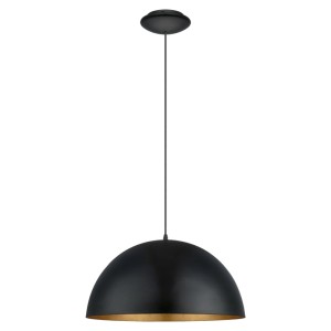 Moderne Eglo Pendelleuchte Gaetano in Schwarz-Gold, Ø 53 cm. Elegante Hängelampe für Wohnräume.