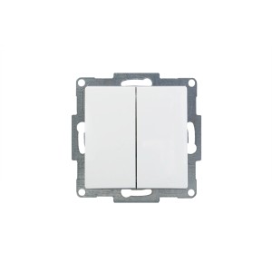 Visage2 Serienschalter Arktis, weißer Doppelschalter für die Wandmontage.