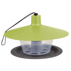 Helles Vogelfuttersilo Urban Life mit Dach und Aufhängung für Wildvögel.