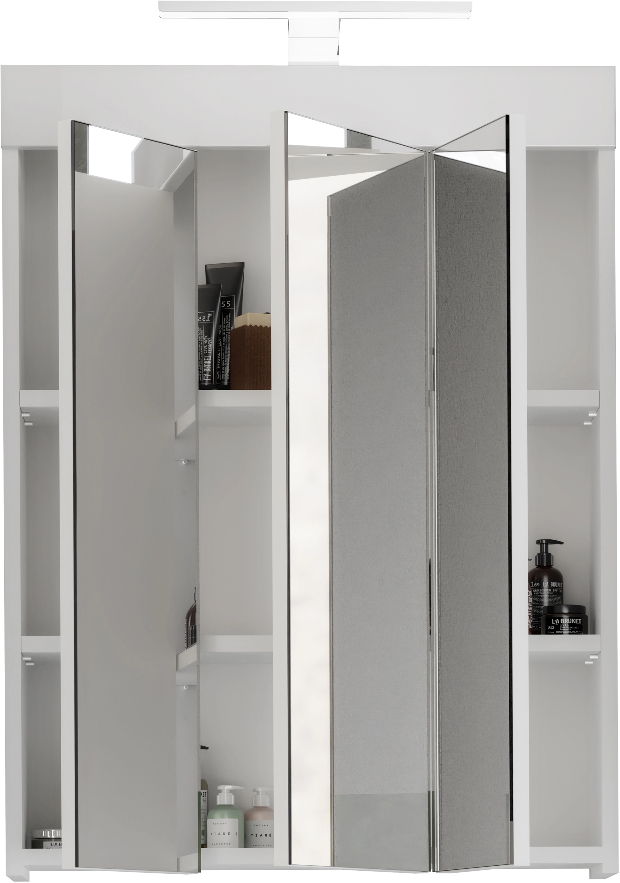 Spiegelschrank Snow Hochglanz Weiß 60 cm dreitürig inkl. Beleuchtung