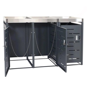 MCW Mülltonnenverkleidung H40b für 3 Tonnen, 110x175x62cm, mit Pflanzkasten.