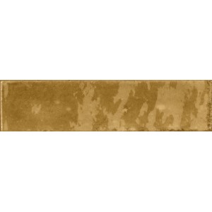 Glasierte, glänzende Wandfliese Lotis in Oker, 6x24 cm, für den Innenbereich.