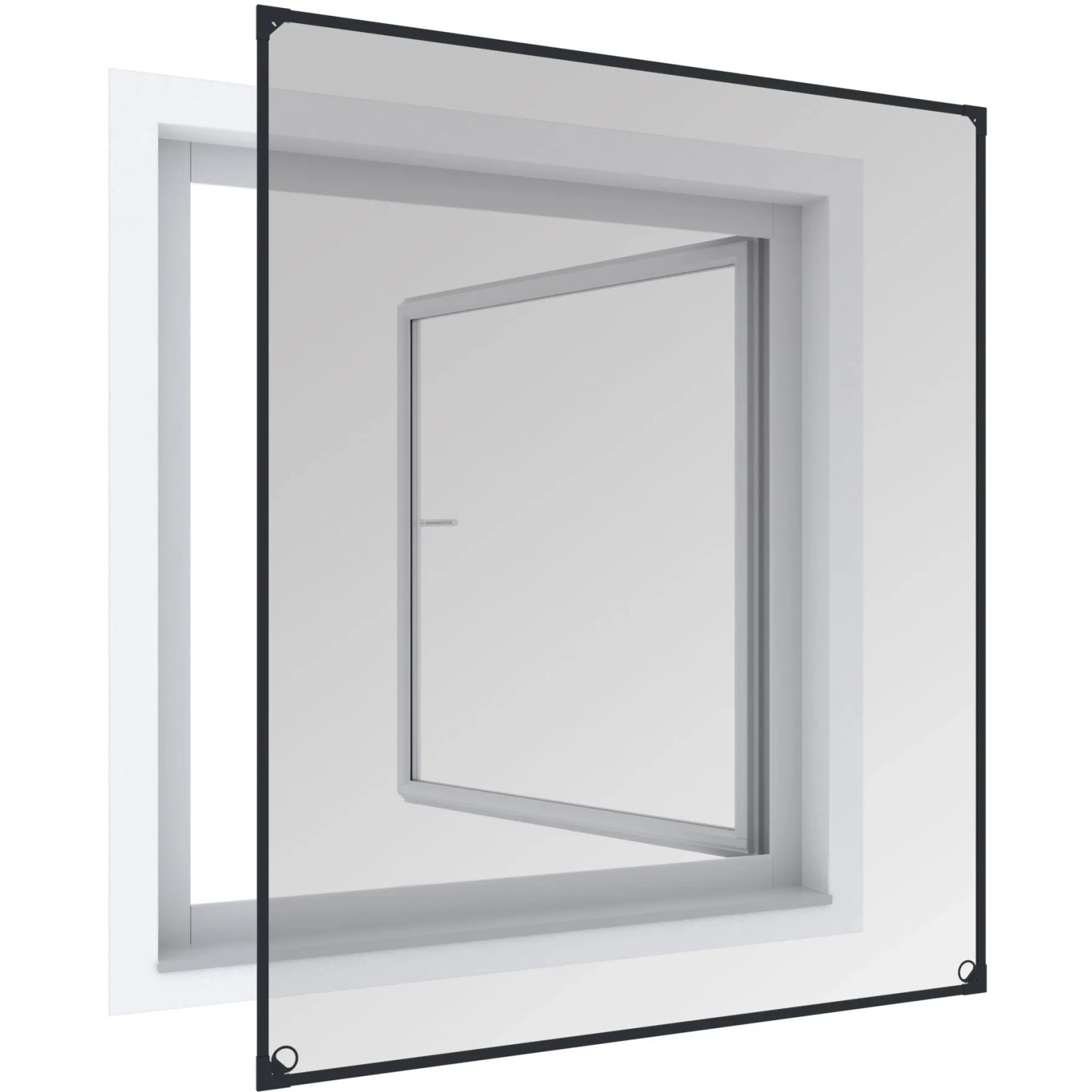 Windhager Magnetfenster, anthrazit, 100x120cm, Insektenschutz für Fenster.
