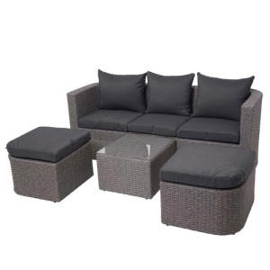 MCW Lounge-Set J37 4-Teilig Grau Kissen Anthrazit