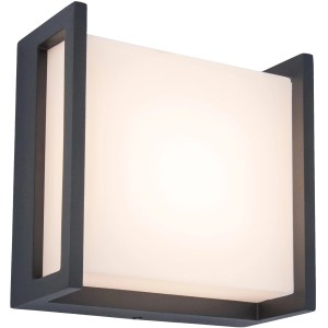 Quadratische Lutec LED-Außenwandleuchte Qubo klein, moderne Fassadenbeleuchtung.