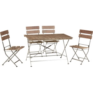 5-teiliges Gartenmöbel-Set Wilmington aus Stahl und FSC®-Holz, ideal für Balkon und Terrasse.