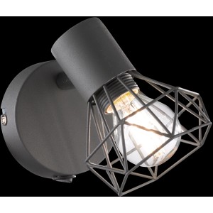 Graue Fischer & Honsel Wandleuchte Ran mit E14 Fassung und Metall-Käfig Design.