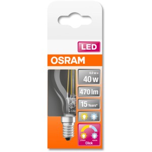Osram LED-Lampe E14 Tropfenform, 4W, 470lm. Kompaktes Leuchtmittel für stimmungsvolle Beleuchtung.