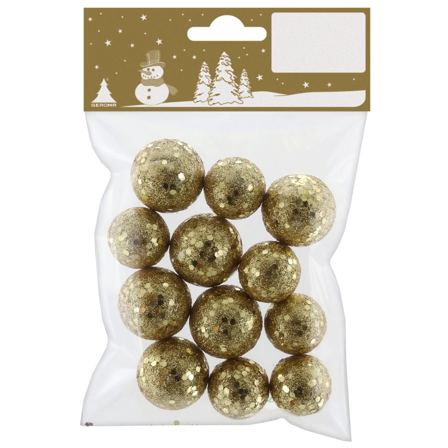 Kugeln-Set aus Styropor mit Glitzer Gold 12-teilig