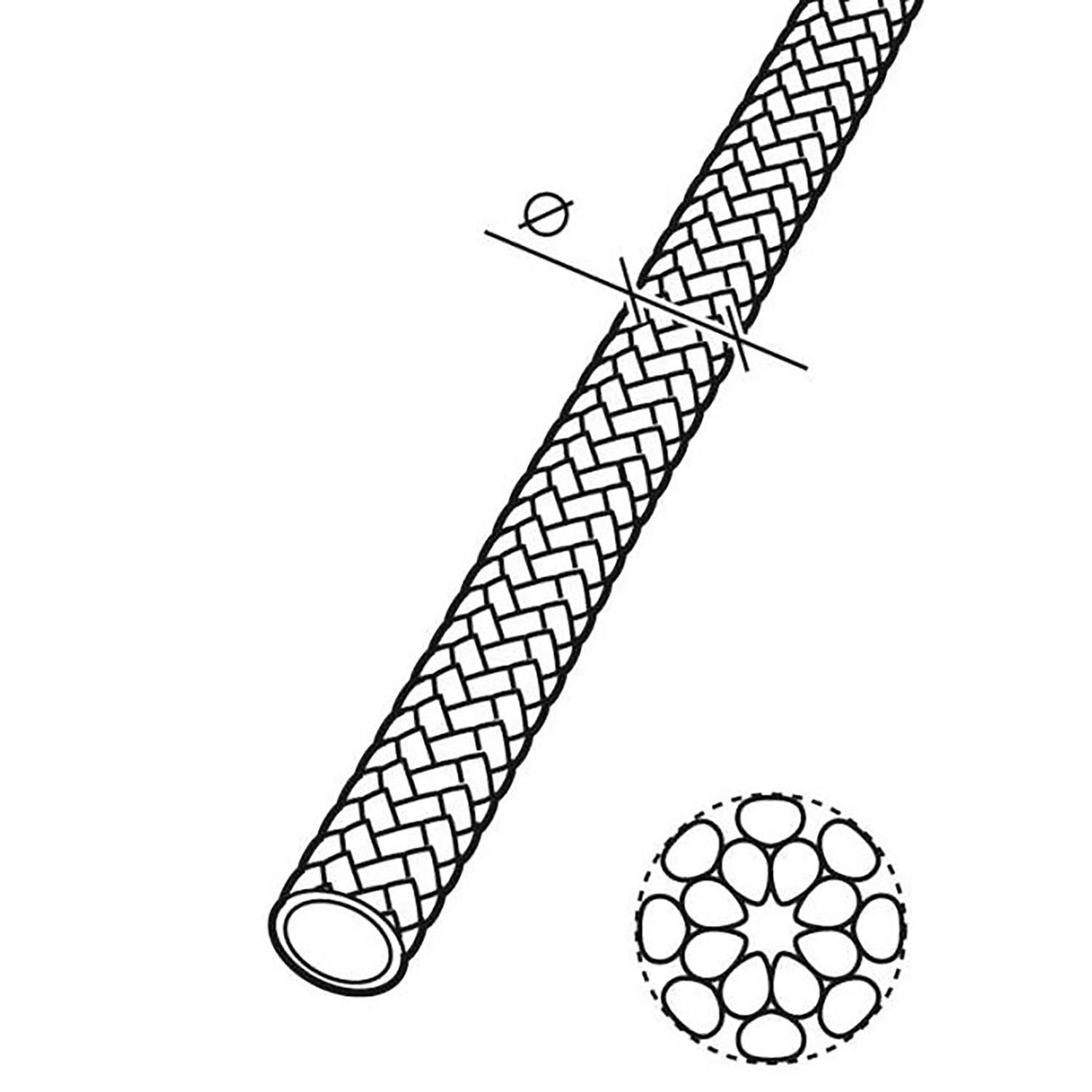 Abbildung einer geflochtenen Conacord Schot-Leine aus Polypropylen, 10 mm Durchmesser.