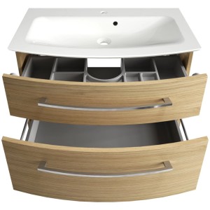 Fackelmann Badmöbel-Set B.Style, 2-teilig, Sandeiche mit Waschbecken und Unterschrank mit zwei Schubladen.