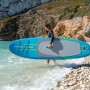 Bestway SUP Board Aqua Journey, blau-grünes Stand-Up-Paddle-Board mit Tragegriff am Strand.