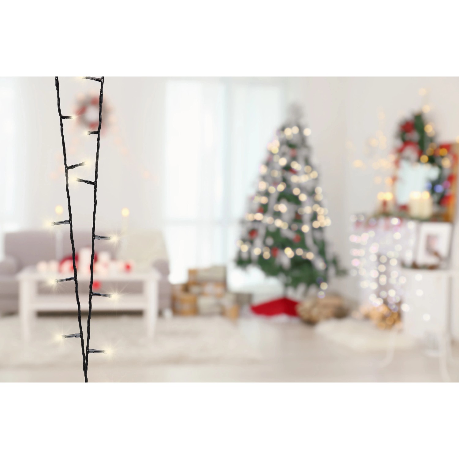 Batteriebetriebene Christbaum Lichterkette - Schneefee Kugellichter | 150-300 Cm Weihnachtsdekoration