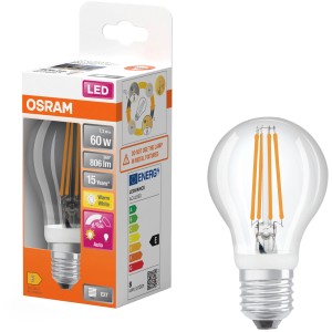 Osram LED-Speziallampe E27 Kolbenform, 7,3W, mit Bewegungssensor.