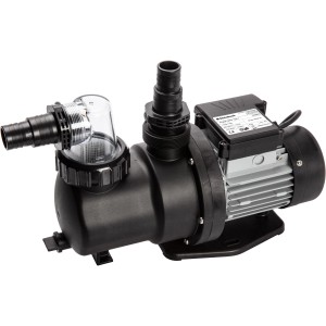 Steinbach Pool-Filterpumpe SPS 100-1 für Pools bis 40.000 l, schwarzes Gehäuse.
