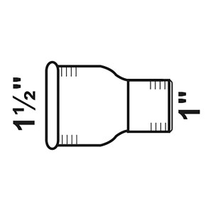 Abbildung einer verzinkten Kirchhoff Reduzier-Doppelmuffe 44,9 mm x 30,3 mm, ein Temperguss-Fitting.