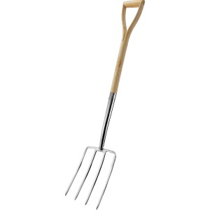 LUX Spatengabel Cottage Edition, 110 cm, mit Holzgriff und Edelstahlgabel für Gartenarbeiten.