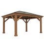 Westmann Holz Pavillon Devon, 371x490 cm, mit Aluminium-Dach und stabilen Holzpfosten.