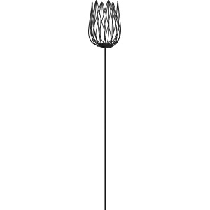 Schwarzer Gartenstecker Tulpe aus Metall, 96 cm hoch, für Beet und Pflanzkasten.