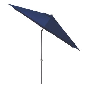 Blauer Kettler Marktschirm Easy Push mit Neigungsverstellung für Garten und Terrasse.