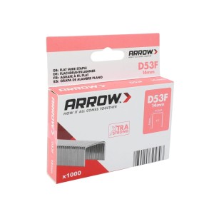 Arrow Klammern D53F, 14 mm, 1000 Stück, für Tacker. Flachdrahtklammern im Karton.