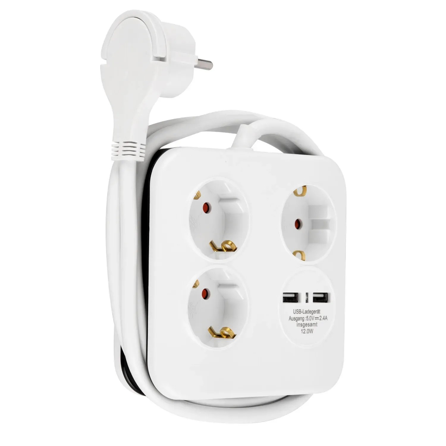 REV Ritter Presa Doppia USB Combinata Quadro - 2 Porte USB 2.1A, 230V, 16A, Colore Bianco, Dimensioni 72x72x55 Mm, IP20, Per Interni - 5
