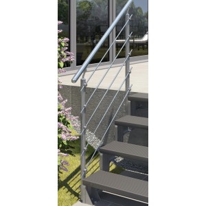 Dolle Außentreppe Gardentop Geländer Startset für 4 Stufen mit Edelstahlstäben.