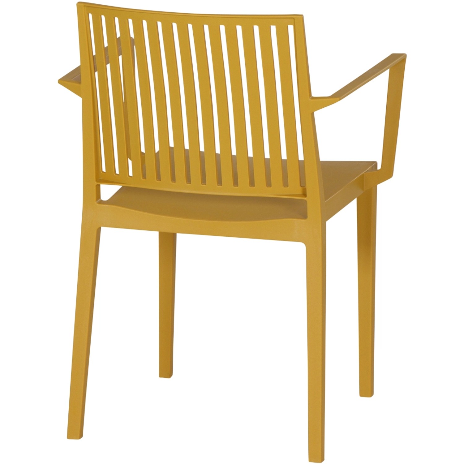 Siena Garden Stapelsessel Lane in Senfgelb, Gartenstuhl mit Armlehnen und Lattenmuster.