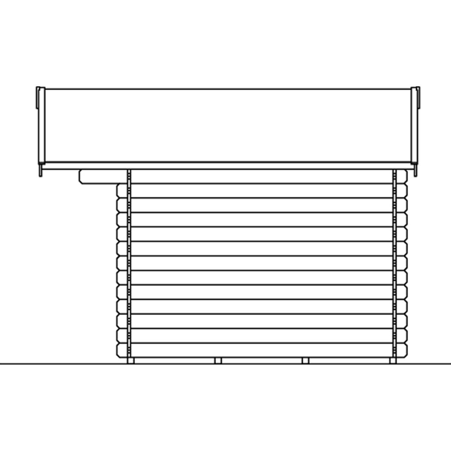 Skizze Skan Holz Gartenhaus Faro 2 Natur, 300x250 cm, Holz-Gartenhaus mit Satteldach.