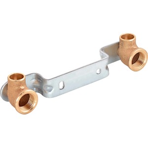 Löt-Montageeinheit aus Rotguss mit zwei 90°-Winkeln und Befestigungsschiene.