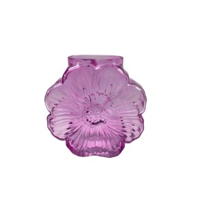 Lila Boltze Dekovase Annabelle aus Glas in Blütenform, 16 cm hoch.