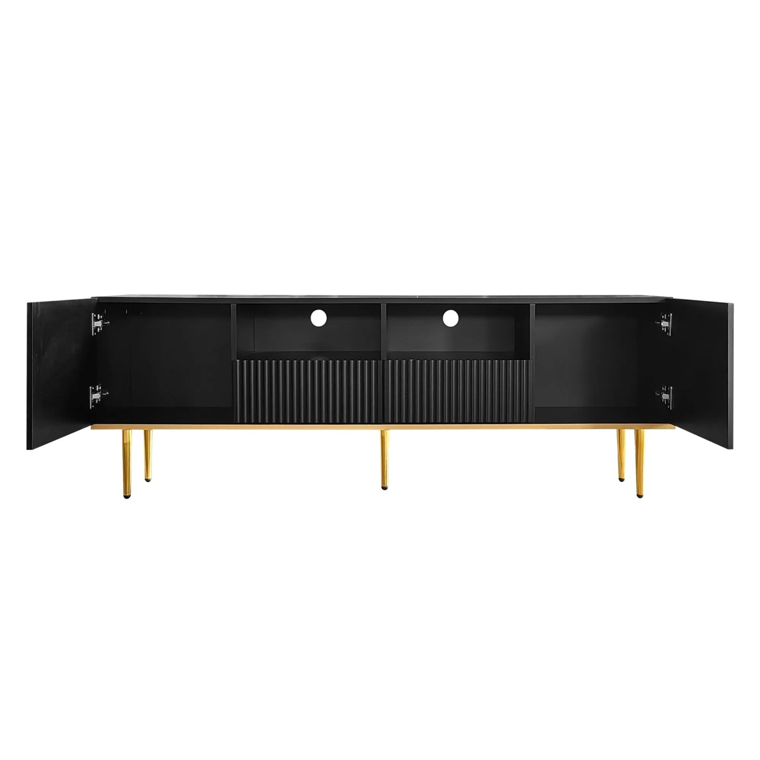 okwish TV Schrank mit Gold Füßen und Gold Rand für Wohnzimmer 165x36x55cm Schwarz_8