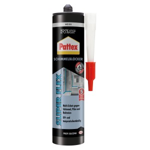 Pattex Silikon Schimmelblocker, 310ml, Weiß. Silikon für Bad & Küche, schützt vor Schimmel.