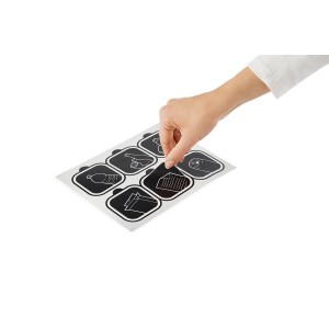 Aufkleber-Set für Rotho Twist Mülleimer zur Kennzeichnung verschiedener Abfallarten.
