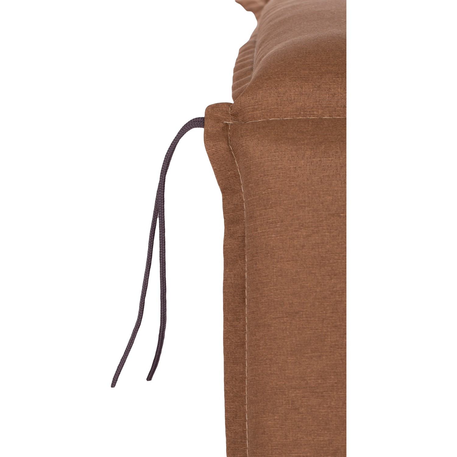 Detailaufnahme: Beo Sitzauflage Hochlehner Tolonaro, 6er-Set, Dunkelbraun, mit Bindebändern.