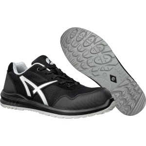 Albatros Sicherheitshalbschuh Drifter Black Low S1P, schwarz-silber, Größe 45. Arbeitsschuh mit Fiberglaskappe.