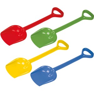 Happy People Sandspielzeug Schaufeln, 4-fach sortiert in Rot, Gelb, Grün und Blau.