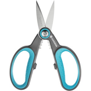 Gardena Gartenschere HerbCut Set, Kräuterschere mit Edelstahlklingen und blau-grauen Griffen.