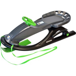 Anthrazitfarbener KHW Schlitten Snow Future mit Lenkung und Bremsen.